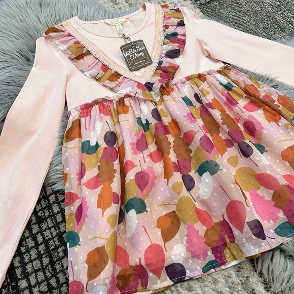 Matilda Jane MJ Girls Moments With You Leaf Pile Top In Size 14 NWT - Picture 2 of 5